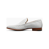 Stacy Adams Winden Moc Toe Perf Slip On Summer Shoes White 25645-100