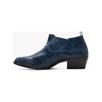 Stacy Adams Sandoval Cuban Heel Boot Croco print Navy 25666-410