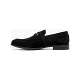 Stacy Adams Burke Moc Toe Saddle Slip On Dressy Shoes Black Suede 25676-008