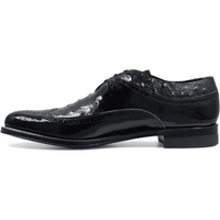 Stacy Adams Mens Dayton Black shoes Wing Tip Ostrich print Shiny Dressy 00375-01