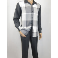 Men's MONTIQUE Two Piece Set Walking Leisure Suit 2370 Gray Plaid