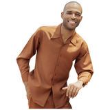 Men's MONTIQUE Two Piece Set Walking Leisure Suit 2372 Cognac Tone on Tone