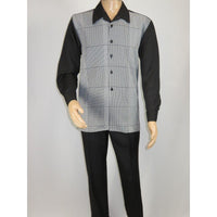 Men's MONTIQUE 2 PC Set Walking Leisure Suit 2390 Black White Hounds tooth