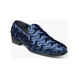 Stacy Adams Savoir Plain Toe Satin Slip On X-cross Texture Shoes Navy 25611-410