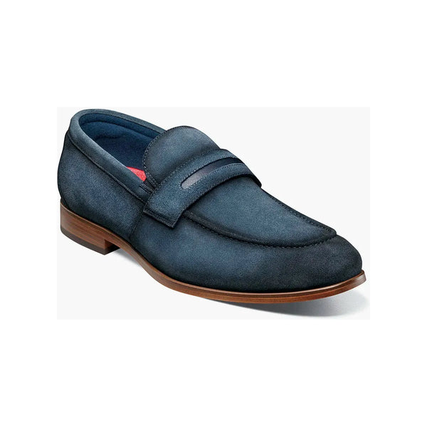 Stacy Adams Burke Moc Toe Saddle Slip On Dressy Shoes Navy Suede 25676-415