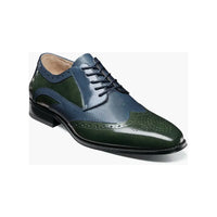 Stacy Adams Ivingale Wingtip Oxford Dress Shoes Leather Navy Green 25684-411