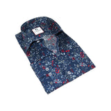 Men's Shirt By CASILA Turkey Cotton Blend Long Sleeves 501660-01 navy Floral