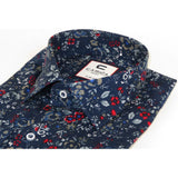 Men's Shirt By CASILA Turkey Cotton Blend Long Sleeves 501660-01 navy Floral