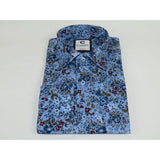 Men's Shirt By CASILA Turkey Cotton Blend Long Sleeves 501660-04 Blue Floral