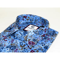 Men's Shirt By CASILA Turkey Cotton Blend Long Sleeves 501660-04 Blue Floral