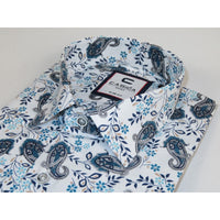 Men's Shirt By CASILA Turkey Cotton Blend Long Sleeves 501670-02 White Paisley