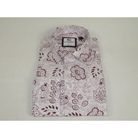 Mens Shirt CASILA Turkey Cotton Blend Long Sleeves 501700-06 Burgundy Floral