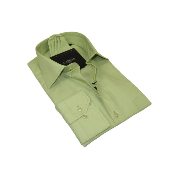 Men's Shirt Hankie CASILA Turkey Cotton Blend Long Sleeves 501770-18 Solid Green