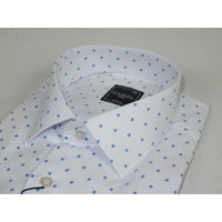 Men Shirt Hankie CASILA Turkey Cotton Blend 501850-01 White Blue Dots