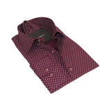 Men's Shirt Hankie CASILA Turkey Cotton Blend 501920-11 Burgundy Polka Dots