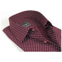 Men's Shirt Hankie CASILA Turkey Cotton Blend 501920-11 Burgundy Polka Dots