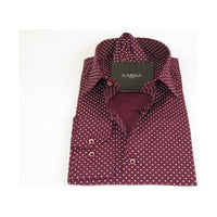 Men's Shirt Hankie CASILA Turkey Cotton Blend 501920-11 Burgundy Polka Dots