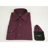 Men's Shirt Hankie CASILA Turkey Cotton Blend 501920-11 Burgundy Polka Dots