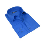 Men's Shirt By CASILA Turkey Cotton Blend Long Sleeves 502000-04 Solid Royal