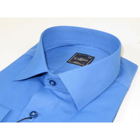 Men's Shirt, Hankie CASILA Turkey Cotton Blend Long Sleeves 502030-05 Solid Blue