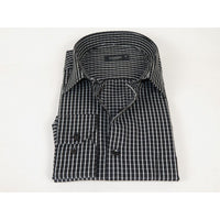 Men's Shirt By CASILA Turkey Cotton Blend Long Sleeves 502050-01 Black Checker