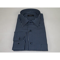 Men's Shirt By CASILA Turkey Cotton Blend Long Sleeves 502050-03 Navy Checker