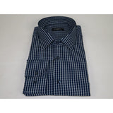 Men's Shirt By CASILA Turkey Cotton Blend Long Sleeves 502050-03 Navy Checker