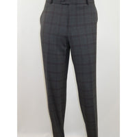 Men Renoir Suit Super 140 Wool Side Vent Classic Fit English Plaid 559-2 Gray