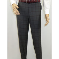 Men Renoir Suit Super 140 Wool Side Vent Classic Fit English Plaid 559-2 Gray