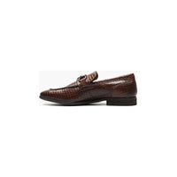 Stacy Adams Feronte Moc Toe Bit Slip On Croco Print Leather Cognac 25623-221