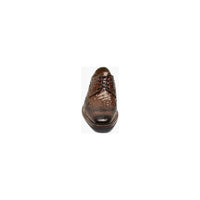 Stacy Adams Gennaro Wingtip Oxford Ostrich Print Leather Cognac 25537-221