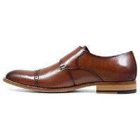 Stacy Adams Desmond Shoes Cap Toe Monk Strap Cognac Leather 25162-221