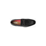 Stacy Adams Feronte Moc Toe Bit Slip On Croco Print Leather Black 25623-001