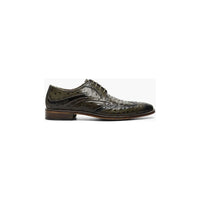 Stacy Adams Gennaro Wingtip Oxford Ostrich Print Leather Olive 25537-303