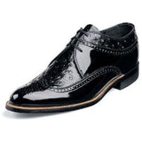 Stacy Adams Mens Dayton Black shoes Wing Tip Ostrich print Shiny Dressy 00375-01