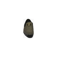 Stacy Adams Men Shoes Swagger Studded Slip On Satin Black Gold 25228-715