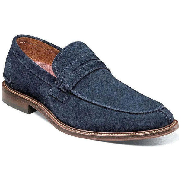 Stacy Adams Marlowe Algonquin Moc Toe Penny Slip On Navy Suede 25550-415