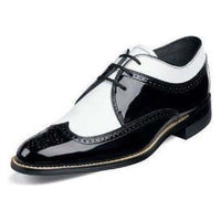 Stacy Adams Men's Shoes Dayton Black White Wingtip Oxford Leather 00605-21 Shiny