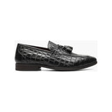 Stacy Adams Franz Moc Toe Tassel Slip On Shoes Croco Leather Black 25624-001