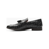 Stacy Adams Franz Moc Toe Tassel Slip On Shoes Croco Leather Black 25624-001