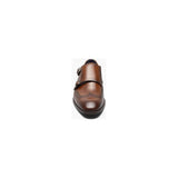 Stacy Adams Karson Wingtip Double Monk Strap Shoes Leather Cognac 25570-221