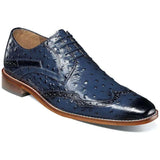 Stacy Adams Gennaro Wingtip Oxford Ostrich Print Leather Blue  25537-400