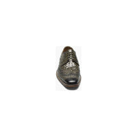 Stacy Adams Gennaro Wingtip Oxford Ostrich Print Leather Olive 25537-303