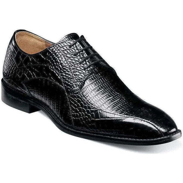 Stacy Adams Turano Bike Toe Oxford Croc Print Shoes Black 25576-001