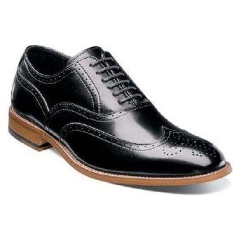 Stacy Adams Men's Dunbar Antiqued Leather Black Wingtip Oxford 25064-001