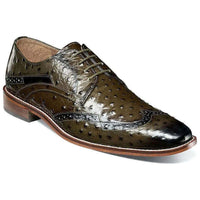 Stacy Adams Gennaro Wingtip Oxford Ostrich Print Leather Olive 25537-303