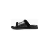 Stacy Adams Monty Slide Sandal Crocodile Print Faux Fur Black 25560-001