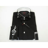 Mens AXXESS Musician Singer Cotton Shirt Turkey Musical Notes 724-22 Black White