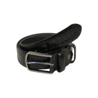 Men's Belt By PICCODER Turkey Genuine Leather Embossed Crocodile 8100 Black