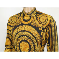 Men's AVM Crystal Shirt Medallion Medusa Cotton Turkey Slim Fit 9628-01 Gold